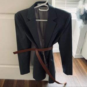 Wool blazer with belt
